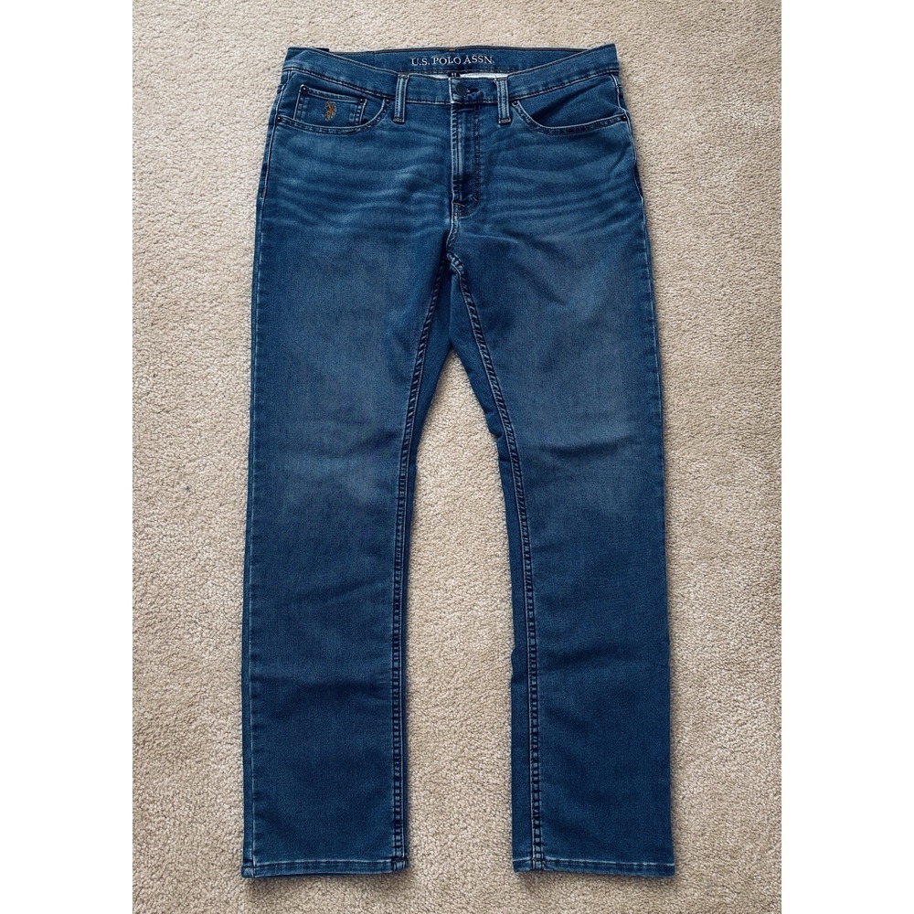 U.S. Polo Assn Mens Blue Stretch Denim Straight Jeans 34X32 11D433